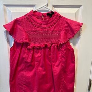 J. Crew Fuchsia Ruffle Blouse